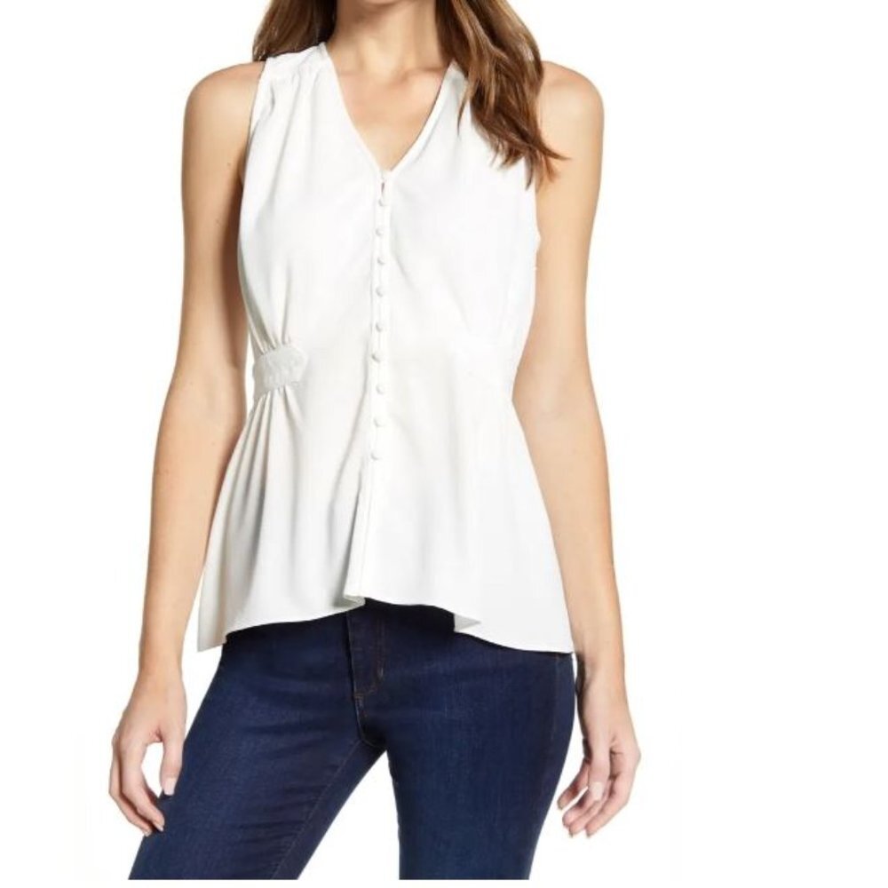 1.state Cinch Waist Button-Up Top